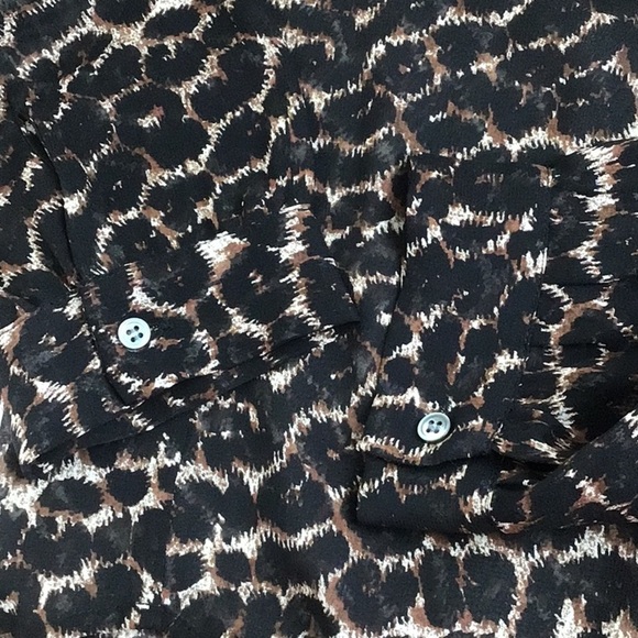 JOIE 100% silk chiffon semi-sheer blouse Animal Print Career XSmall - Picture 6 of 8